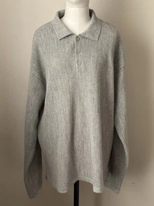 Peruvian Connection Men’s 100% Alpaca Collared Jumper XL Grey Soft Pullover - Picture 1 of 5