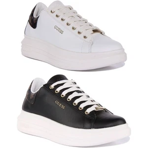 GUESS Vibo Suela Gruesa Zapatillas Mujer Casual Zapatos Moda Blanco / Marrón Ru - Imagen 1 de 13