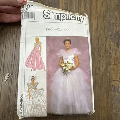 Vintage Simplicity Jessica McClintock 9100 Size 10 Sewing Pattern Wedding Dress - Image 1 of 4