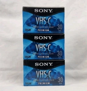 Sony VHS-C 30 Min EP 90 Min Premium Grade 3er Pack Video Cassette Tapes SP NEU - Bild 1 von 2