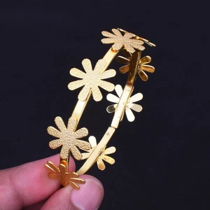 18 Carat Gold Plated Hammered Ethnic Handmade Adjustable Bangle Jewelry RB-661 - Picture 1 of 2