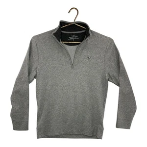 Vineyard Vines Men's Medium 1/4 Quarter Zip Knit Mock Sweater Gray Cotton Blend - Picture 1 of 11