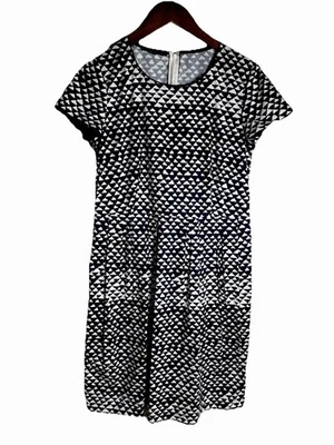 Lafayette 148 New York Women’s Dress Size 8 Navy White Geometric Print  Pockets - Image 1 of 4