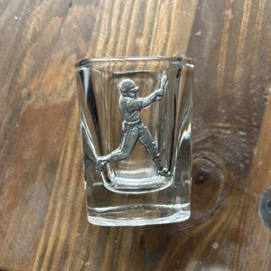 Clear Glass baseball Glass with Pewter toned batter - Picture 1 of 4