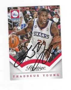 Signed THADDEUS YOUNG Philaddelphia 76ers 2013-14 Panini Prestige card #47 wCOA - Picture 1 of 1