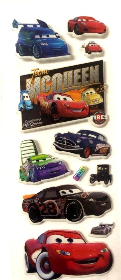 #59 Disney Cars McQueen Race Puffy Sticker Sheet Children Kids Birthday Party - Image 1 of 1