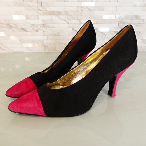 Sandali donna Valentino 6 neri tacco slip on decolte colorblock rosa Italia