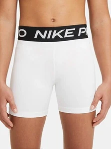 Nike Pro Dri-Fit Girls 4” Inseam SZ MEDIUM- White/Black -Tight Fit -Bike Shorts - Picture 1 of 6