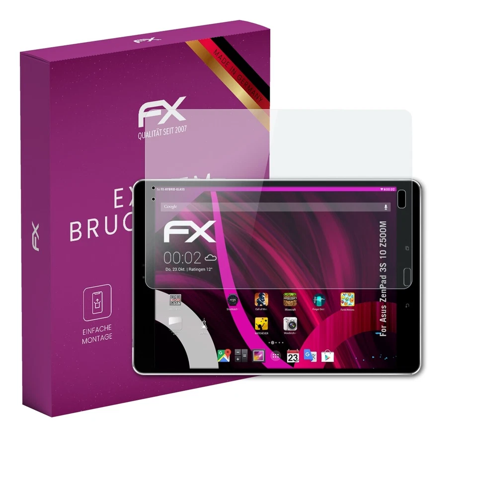 atFoliX Glasfolie für Asus ZenPad 3S 10 Z500M Displayfolie 9H Schutzpanzer - Bild 1 von 4