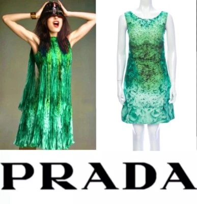 Новый Prada винтажный 2005 зеленый знаменитости Midi работы платье 36 38 2 4 XS S - Изображение 1 из 4