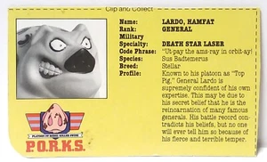 Barnyard Commandos - General Hamfat Lardo - Karteikarte - Playmates 1989 - Bild 1 von 2