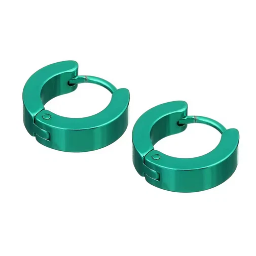 Pendientes de aro pequeños de acero inoxidable verde nuevos Foto 1 de 1