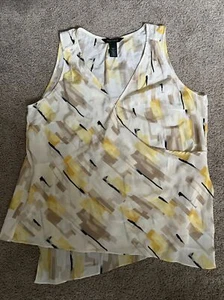 White House Black Market Womens Multicolor Geometric Silk Top Size L Barely Used - Picture 1 of 6