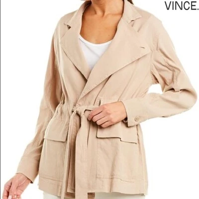 CHAQUETA VINCE NUEVA CON ETIQUETAS $425 DRAPEADA MEZCLA LINO AVENA. TALLA S Foto 1 de 4