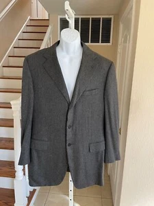 Cantarelli 100% Cashmere Sport Jacket Coat Grey Tweed Three Button US 42 L - Picture 1 of 5