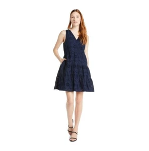 Time and Tru Women's Cotton Blend Tiered Eyelet Dress, Size XS Dark Navy Blue - Picture 1 of 5