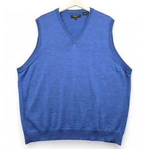 Bobby Jones Sweater Golf Vest Mens 2XL Blue V Neck Extra Fine Merino Wool Italy - Picture 1 of 7