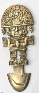 HOJA CEREMONIAL INCA TUMI PERUANA DE LATÓN DE COLECCIÓN hasta 11° COLGANTE DE PARED en v/g+ - Imagen 1 de 14