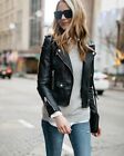 Ladies biker motorcycle leather jacket Women Black moto leather jacket #12