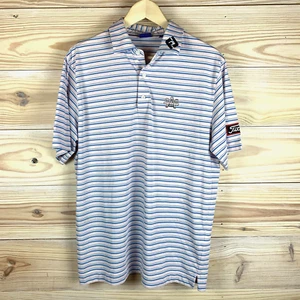 Footjoy Golf Polo Shirt Medium Pink Striped - Picture 1 of 12
