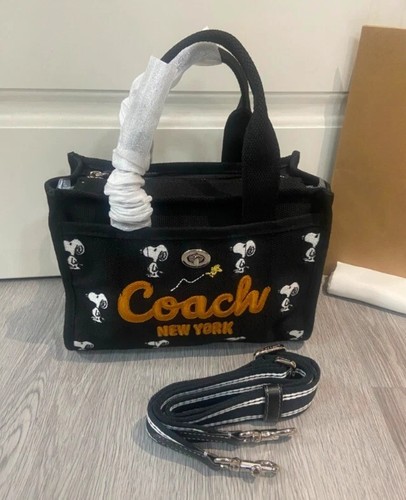 Borsa cargo Coach x PEANUTS 26 stampa snoopy nera multi uscita CBF70 NUOVA