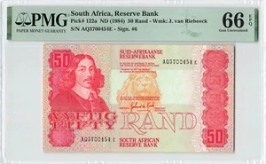 SOUTH AFRICA 50 Rand 1984, P-122a Sign: de Kock Sign: 6, PMG 66 EPQ Gem UNC - Picture 1 of 2