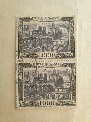 1950 FRANCE Airmail Stamp Joint Pair, Mint - Image 1 of 2