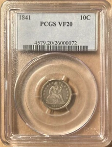 1841 PCGS VF20 Liberty Seated Dime 10c - Picture 1 of 2