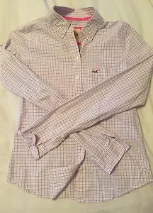 Nueva con etiquetas Camisa para mujer Hollister Bettys rosa/azul a cuadros con botones, S - Imagen 1 de 3