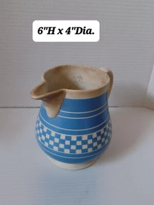 Vintage 1900s Villeroy & Boch Blue White Checkerboard Milk Pitcher Germany - Picture 1 of 16