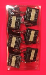 Raised Square Stripe Shower Curtain Hooks ~ New ~ 12 Shower Rings - Picture 1 of 6
