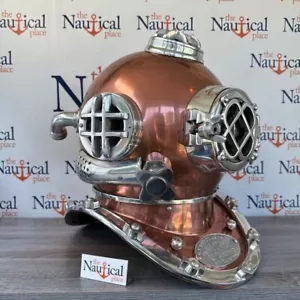 Copper & Nickel Finish Diver Helmet, Full Size Mark V Diving Helmet, Navy Diver - Picture 1 of 10