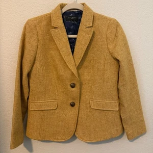 Talbots Wool Blend Herringbone Tweed Blazer Jacket Women’s 4P Mustard Yellow - Picture 1 of 7