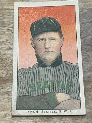 Cartão de beisebol antigo 1909 - 1911 T212 OBAK Lynch Seattle novo com etiquetas azul traseiro - Imagem 1 de 4