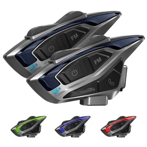 2X T6 Motorcycle Intercom 2Way Bluetooth Helmet Headset Headphone Soft+Hard mic - Picture 1 of 17