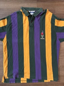 Rare 90s Champion Atlanta Olympics Color Block Hip Hop Polo Shirt Stripe 2XL - Picture 1 of 7