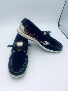 Sperry Top-Sider Bootsschuhe Damen 8 schwarz Bluefish Gepard Leder - Bild 1 von 7