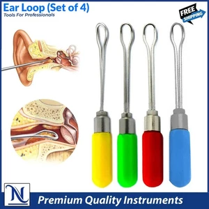 4Pcs Ear Loops Cleaner Curette Pick Ear Wax Removal Cleaning Wire Tools Small - Picture 1 of 10