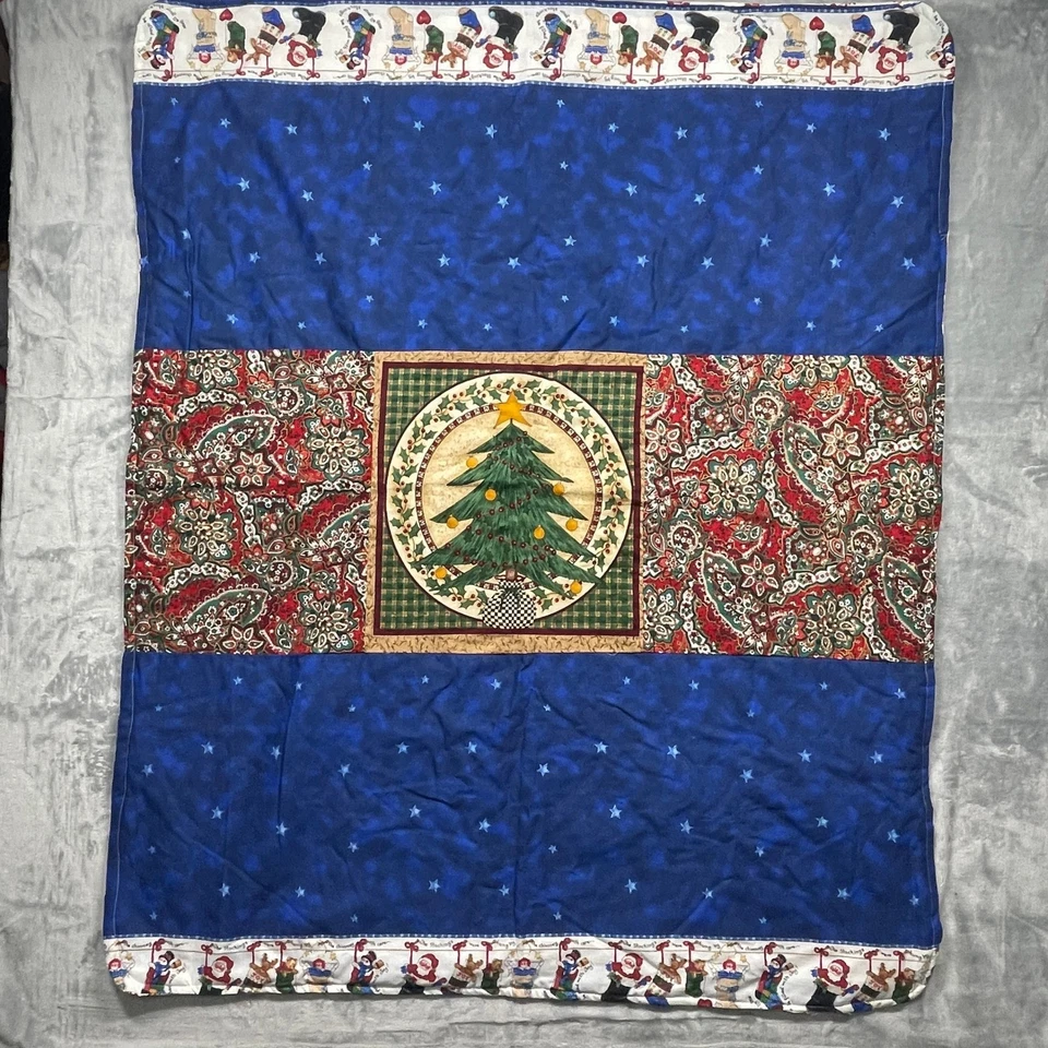 Manta acolchada de Navidad árbol Santa muñeco de nieve medias decoración navideña 44x35 Foto 1 de 4