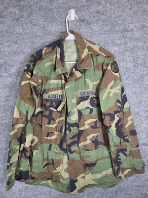 Vintage US Army Woodland Camo Jacket Mens Medium Regular Hot Weather Ripstop 90s - Image 1 of 4