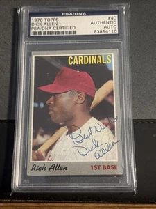 1970 Topps Dick Allen Autograph Baseball Card #40 PSA/DNA HOF Certified - Picture 1 of 5