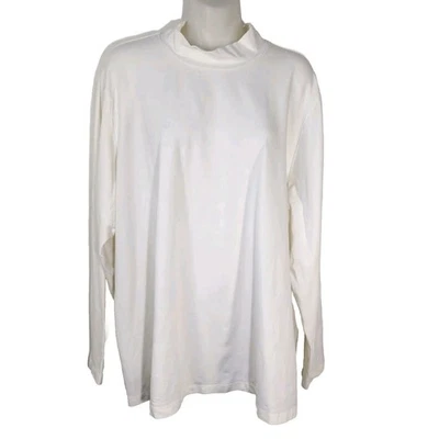 Top de mujer Denim & Co. Essentials talla 2X jersey perfecto manga larga cuello falso Foto 1 de 4