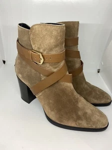 Tod’s light brown suede boots with buckle heels 8cm size 37 eu - Picture 1 of 4