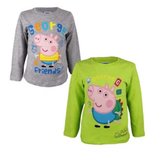 PEPPA Wutz George Friends Kinder Langarmshirt für Jungen 92-122 Grün Grau - Bild 1 von 3