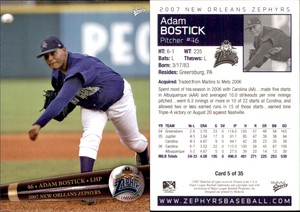 Adam Bostick 2007 MultiAd New Orleans Zephyrs #5 Card *AutographDen*