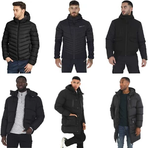 BRAVE SOUL MEN QUILTED HOODED PADDED BOMBER JACKET WARM BUBBLE PUFFER PUFFA COAT - Picture 1 of 20