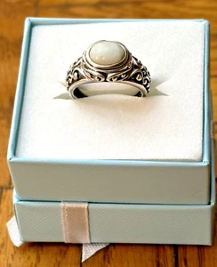Anillo vintage de plata de ley con ópalo redondo - Imagen 1 de 7