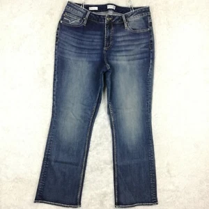 Vigoss Womens Jeans Boot Cut Blue Denim Stone Wash Whiskering Distressed Plus 18 - Picture 1 of 10