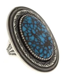 10.5 - Natural Egyptian Turquoise Ring By Navajo Artist Calvin Martinez - Picture 1 of 5