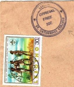 Lesotho Cover *ST CATHERINES COLLEGE OFFICIAL FREE* Cachet GB Oxford 1983 EB248 - Picture 1 of 9